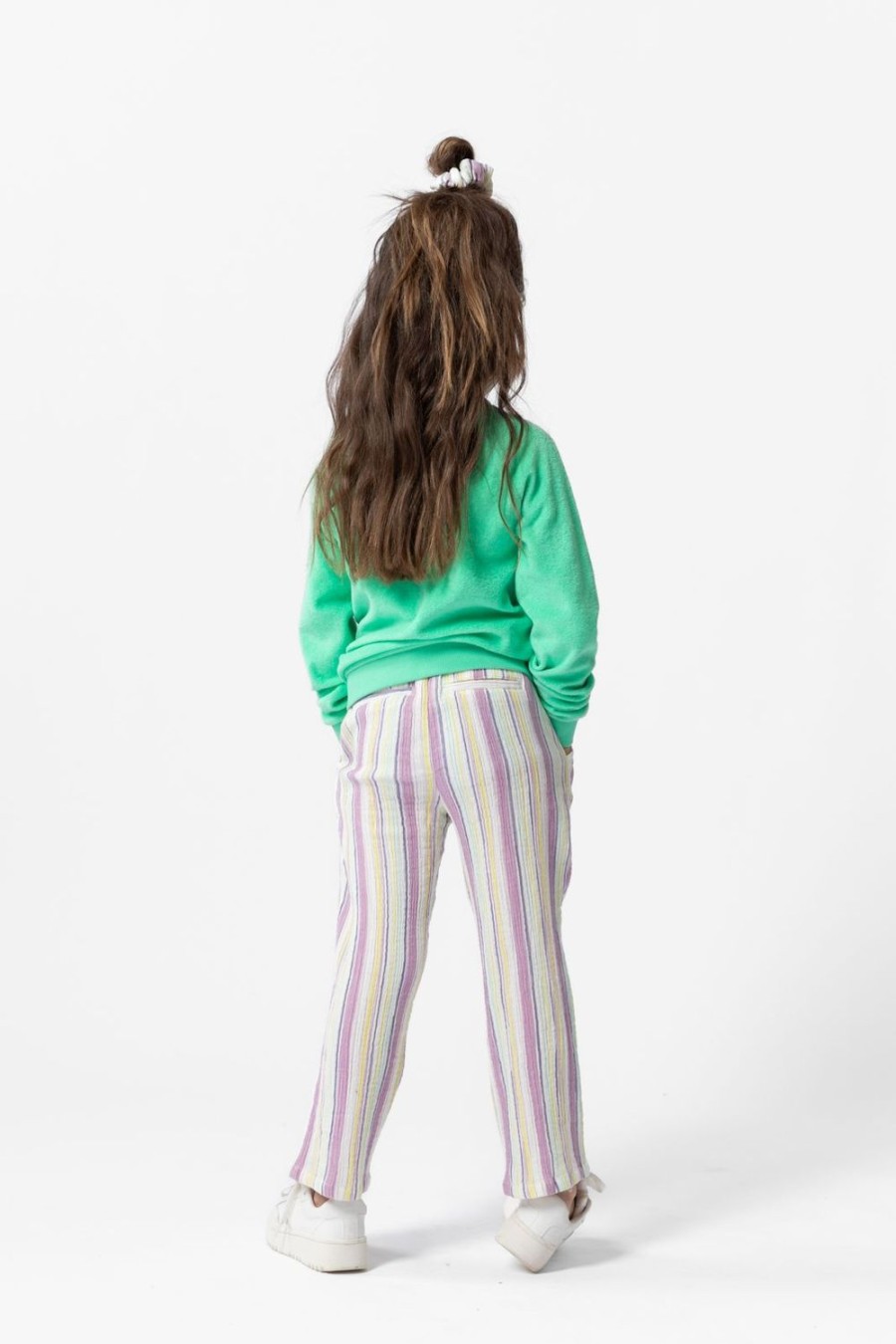 Sissy-Boy Broeken | Paars Geel Gestreepte Mousseline Broek