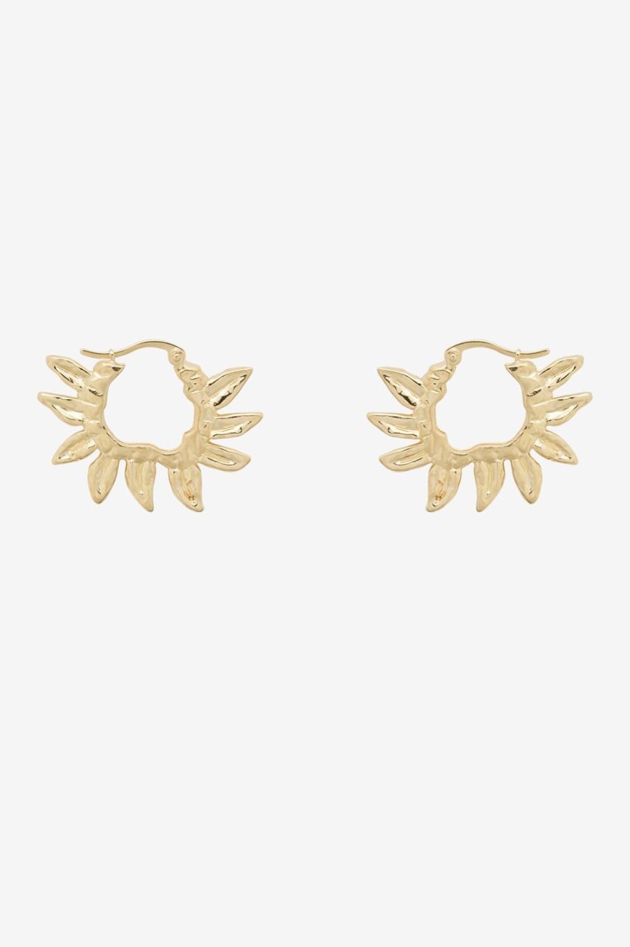 Anna Nina Sieraden | Anna+Nina Gold Plated Sunflower Petals Hoop Oorringen