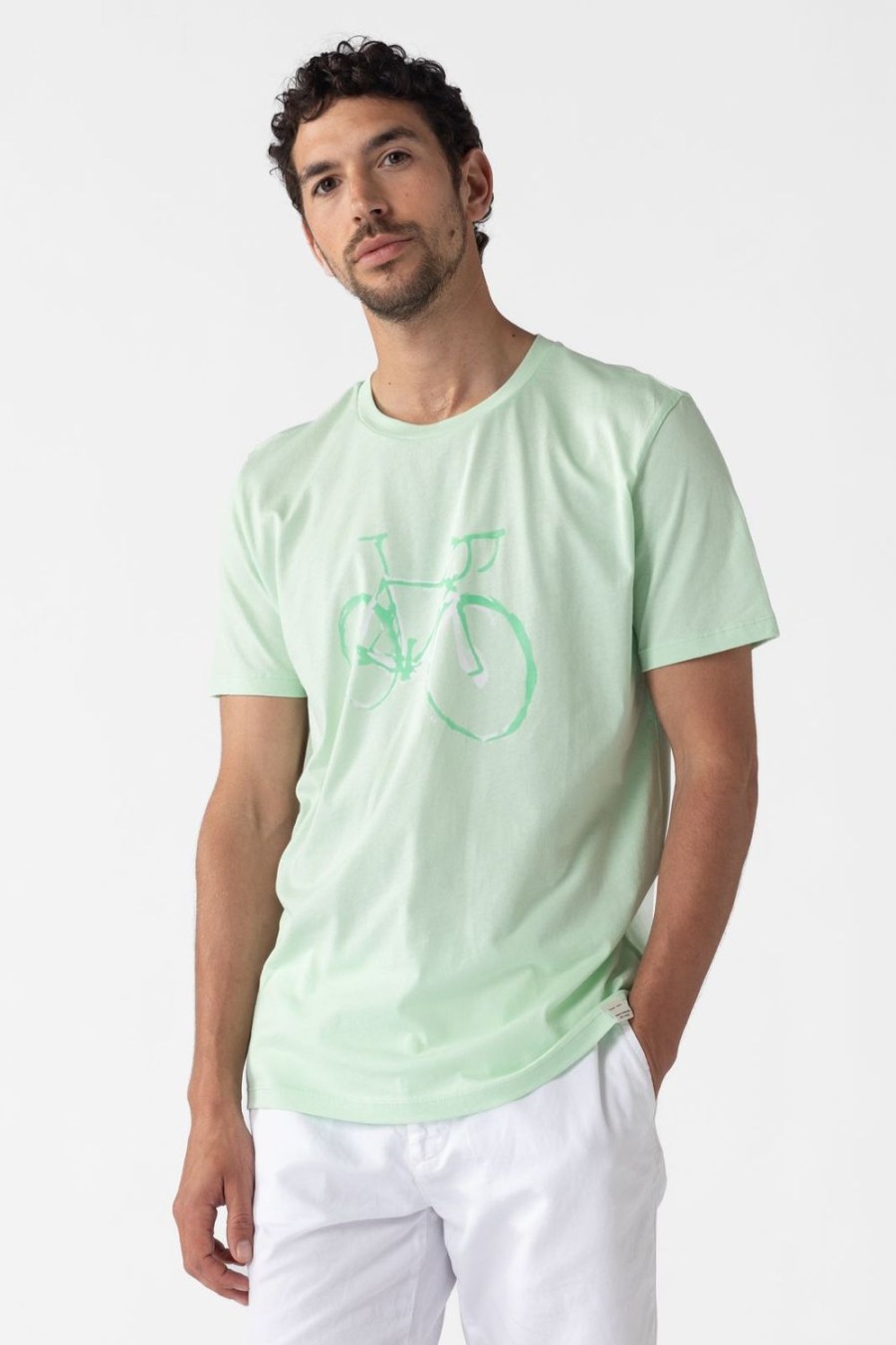 Sissy-Boy T-Shirts | Lichtgroen Katoenen T-Shirt Met Fiets