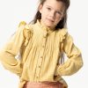 Sissy-Boy Blouses | Gele Blouse Met Ruffle Details En Pintucks