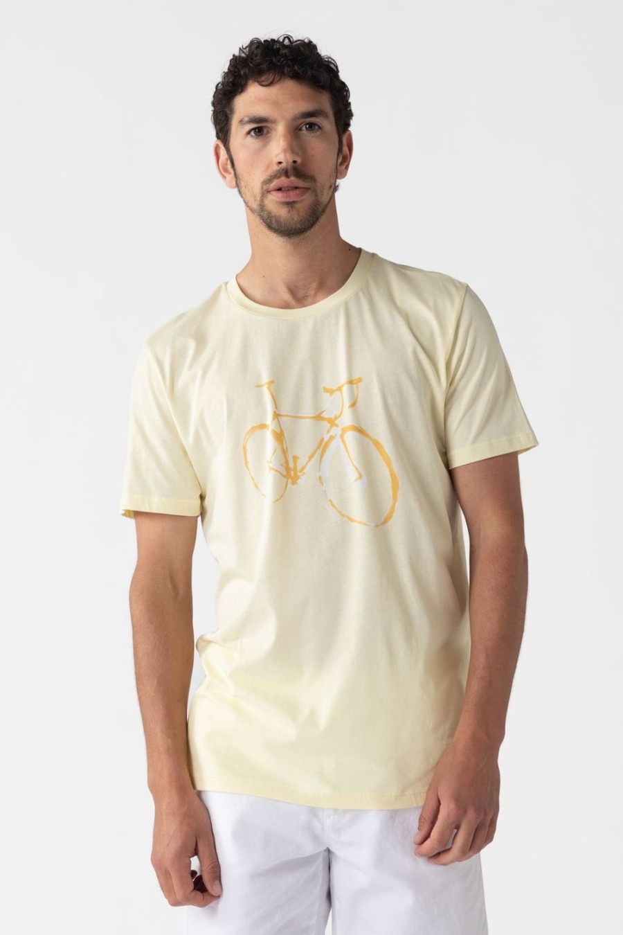 Sissy-Boy T-Shirts | Lichtgeel Katoenen T-Shirt Met Fiets