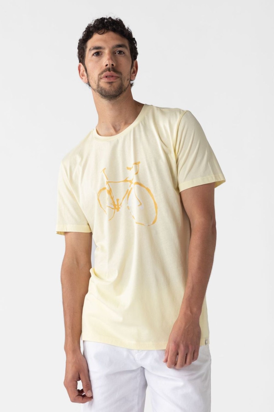 Sissy-Boy T-Shirts | Lichtgeel Katoenen T-Shirt Met Fiets