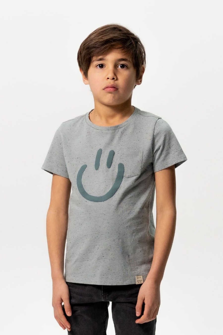 Sissy-Boy T-Shirts En Polo'S | Grijsblauw Neppy T-Shirt Met Smiley