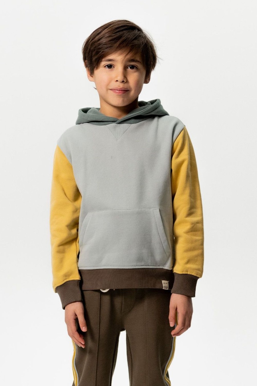 Sissy-Boy Truien En Vesten | Grijsblauwe Colourblock Hoodie