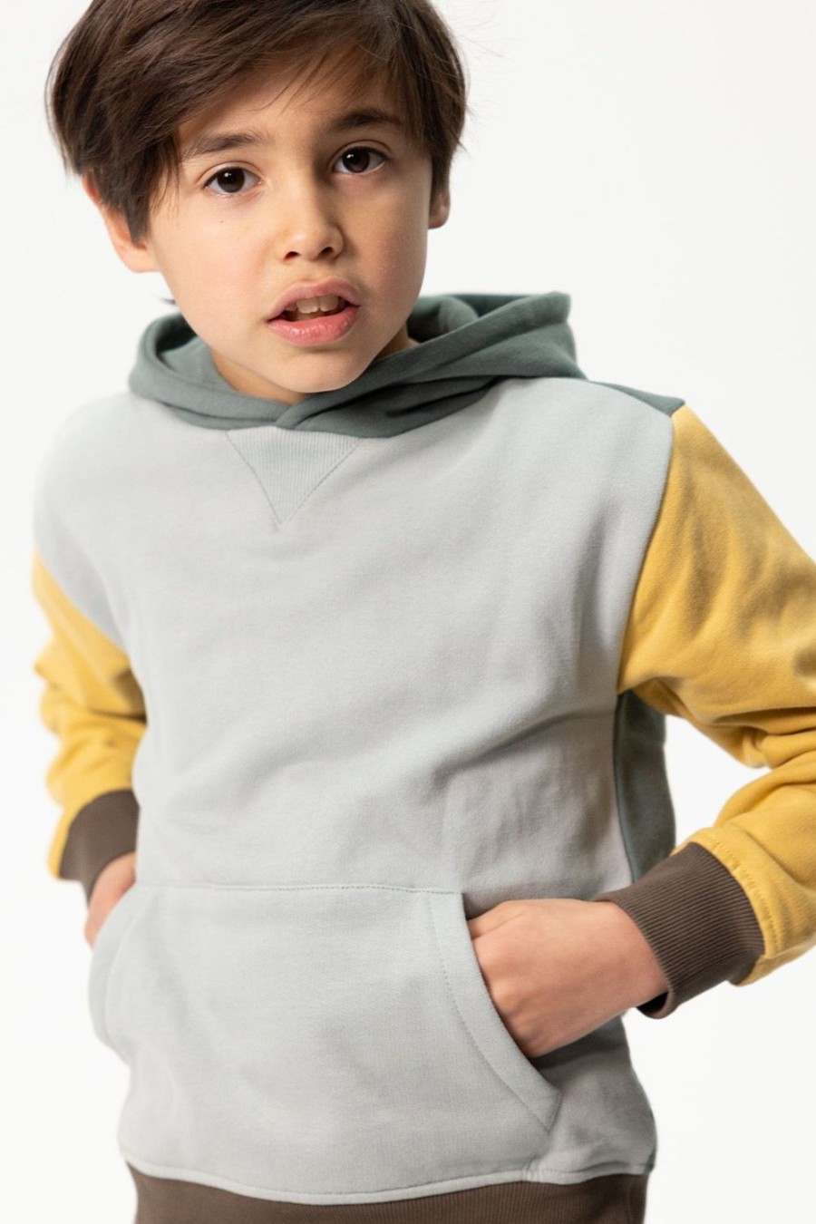 Sissy-Boy Truien En Vesten | Grijsblauwe Colourblock Hoodie