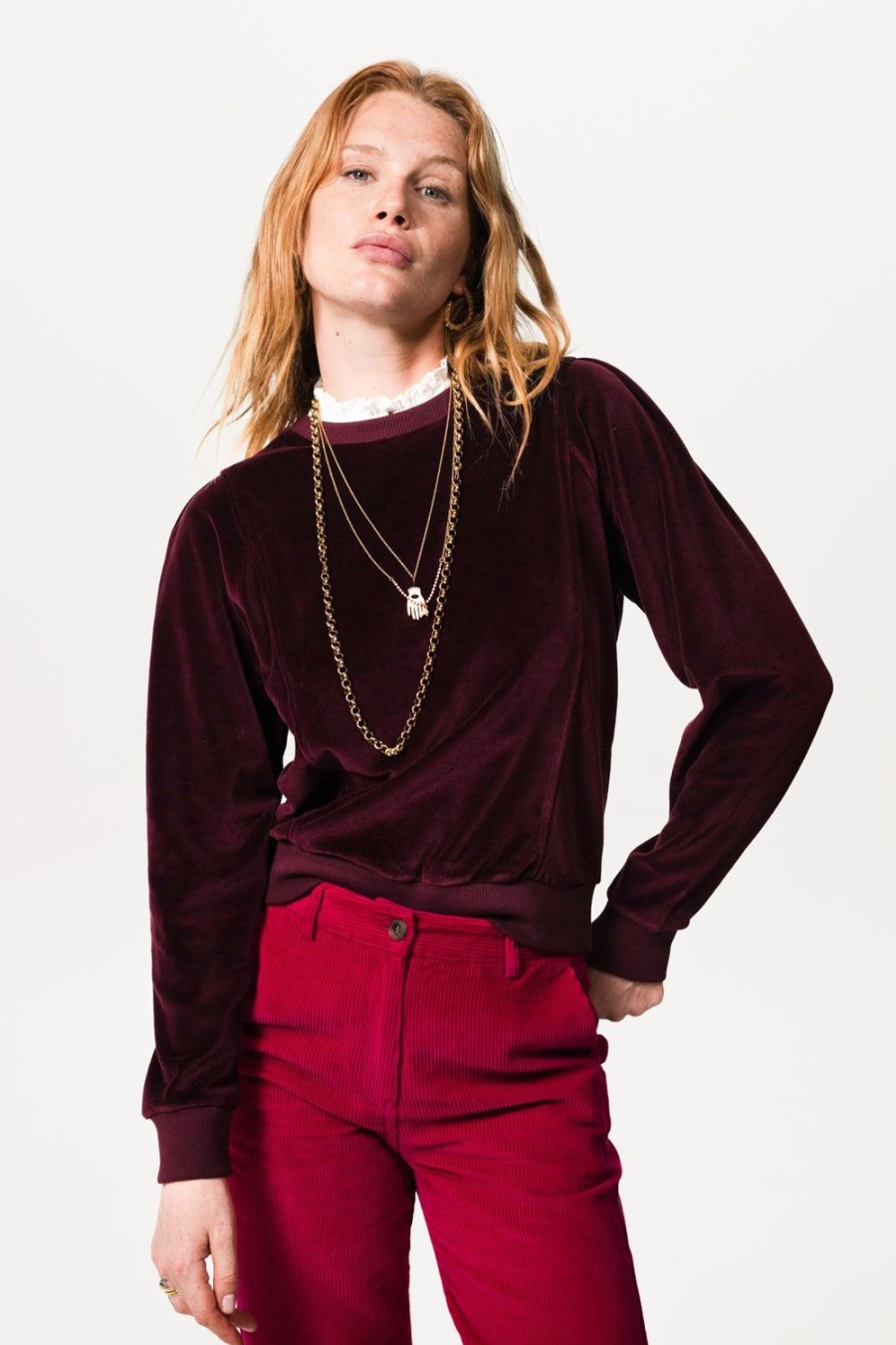 Sissy-Boy Truien En Vesten | Donkerpaarse Velvet Sweater