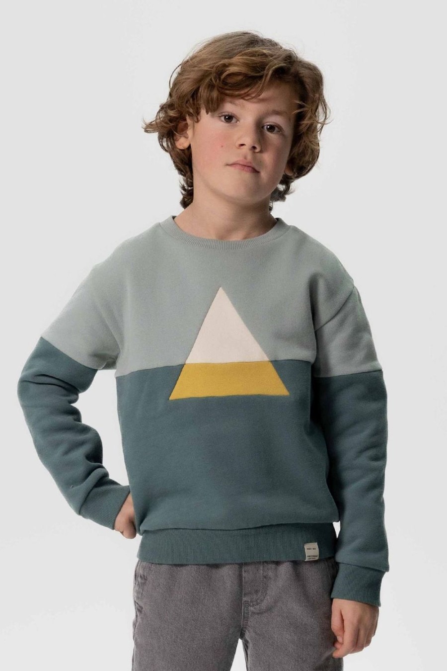 Sissy-Boy Truien En Vesten | Grijs E Colourblock Sweater Met Driehoek