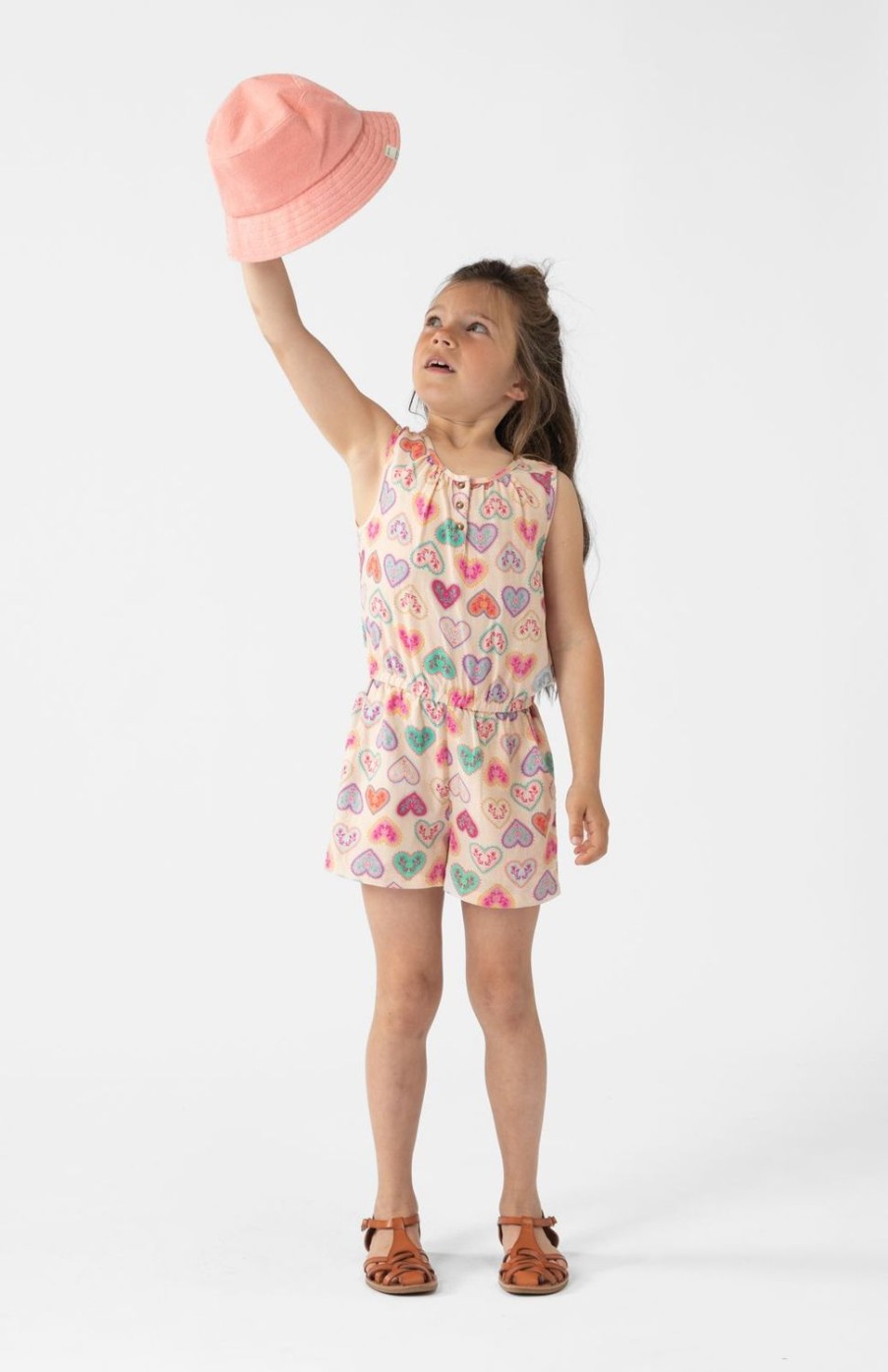 Sissy-Boy Broeken | Lichtoranje Playsuit Met Hartjes Print