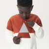 Sissy-Boy Truien En Vesten | Donkerrode Colourblock Sweater Met Driehoek