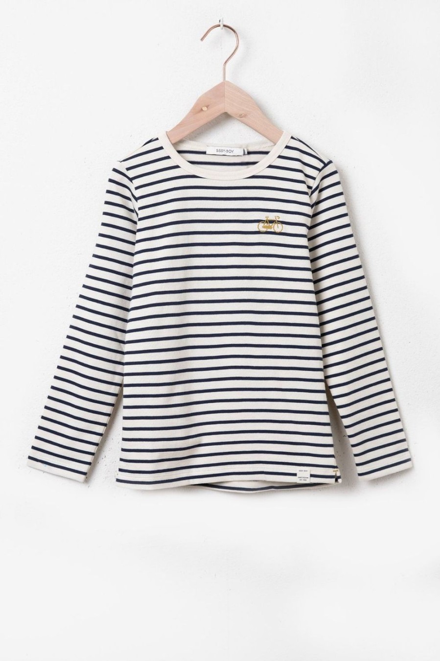 Sissy-Boy T-Shirts En Polo'S | Donkerblauw Gestreept Longsleeve T-Shirt Met Fiets