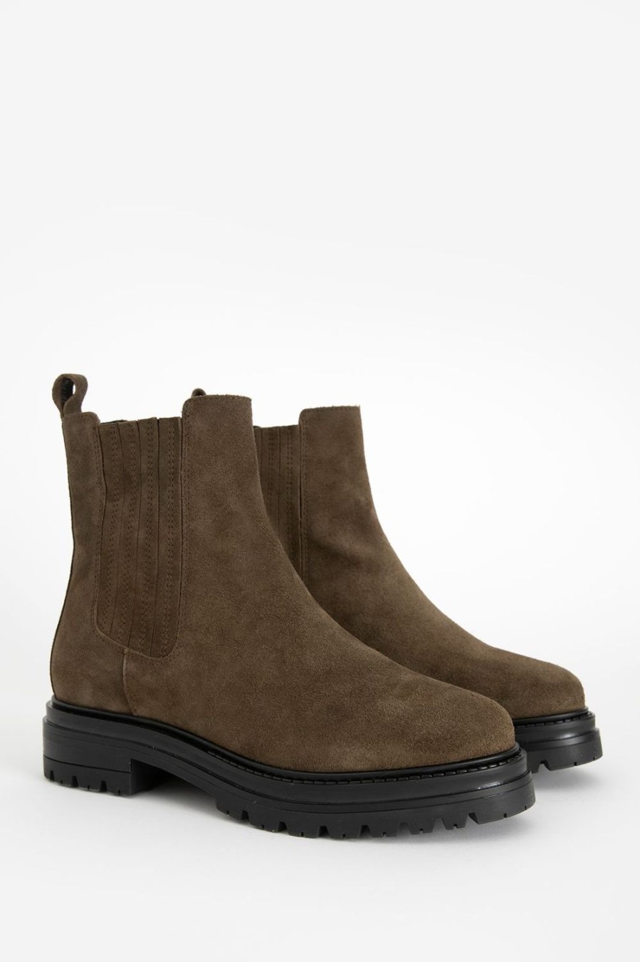 Sissy-Boy Schoenen | Donker E Suede Chelsea Boots Met Elastiek Detail