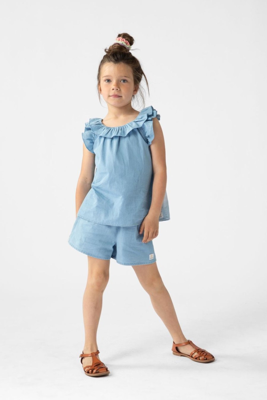 Sissy-Boy T-Shirts En Tops | E Denim Top Met Ruffles