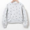 Sissy-Boy Truien En Vesten | Lichtgrijze Sweater Met Pofmouwen En Hartjes Embroidery