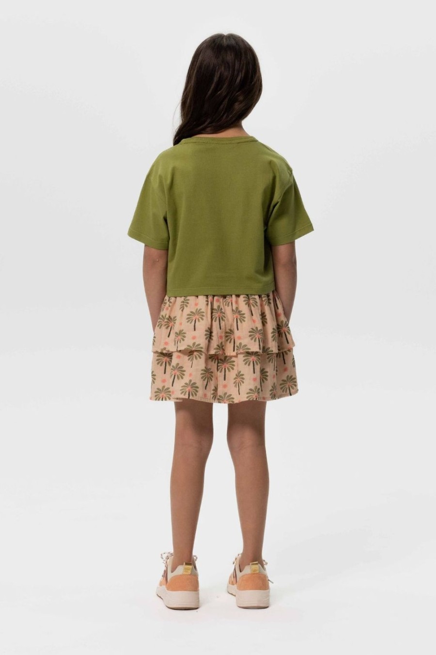 Sissy-Boy Rokken | Licht Oranje Ruffle Rok Met Palmboomprint