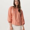 Sissy-Boy Blouses | Licht Oranje Poplin Blouse Met Pintuck Detail