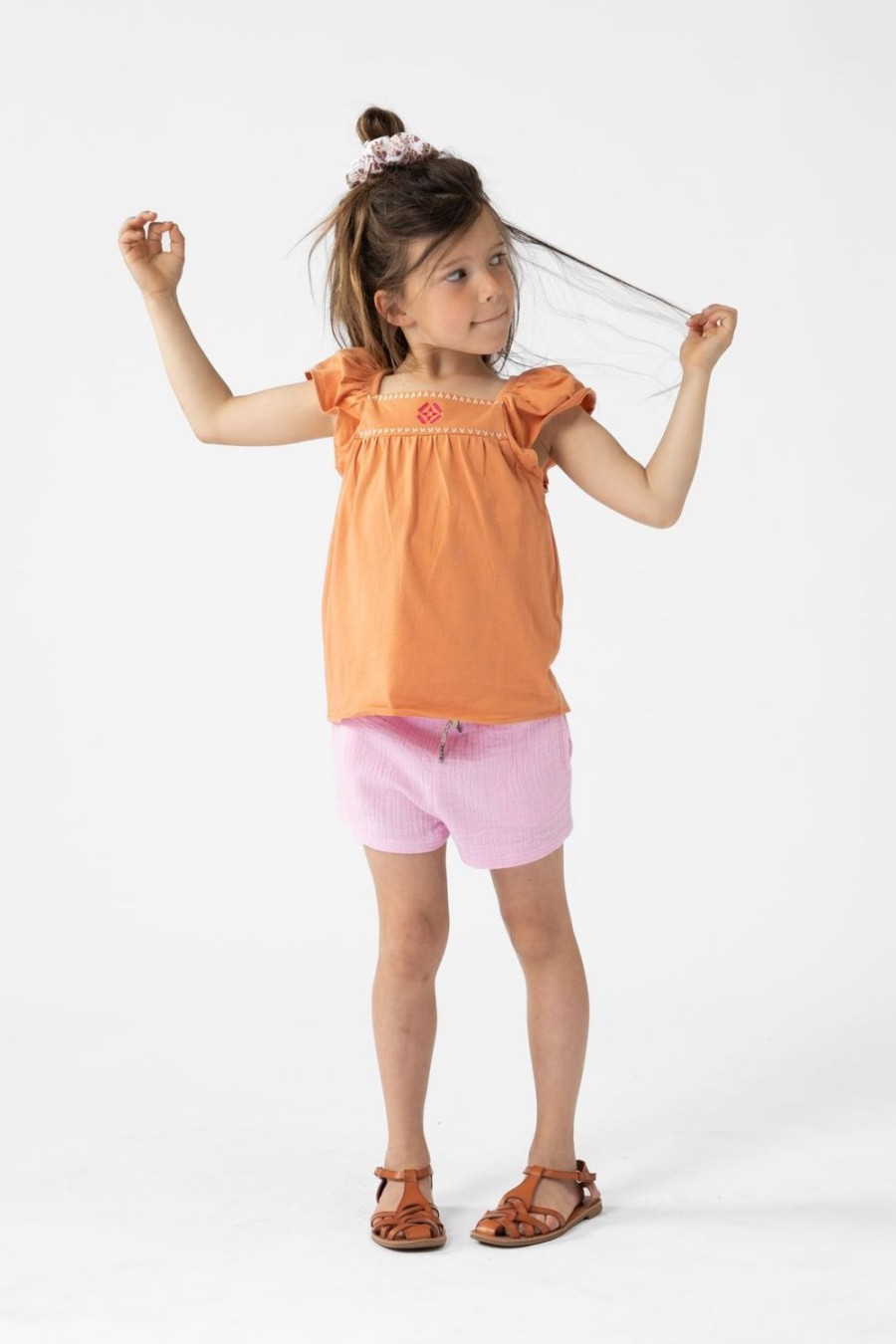 Sissy-Boy T-Shirts En Tops | Oranje Top Met Ruffles