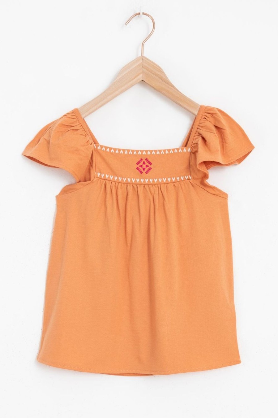 Sissy-Boy T-Shirts En Tops | Oranje Top Met Ruffles