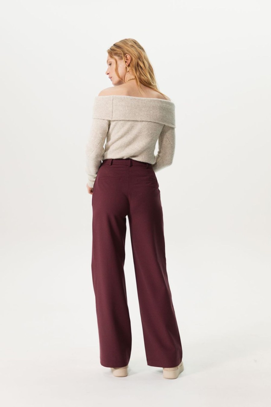 Sissy-Boy Broeken | Bordeauxrode Wide Leg Pantalon