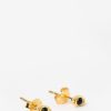 Sissy-Boy Sieraden | Gold Plated Stud Oorbellen Oog Met Zwart Steentje