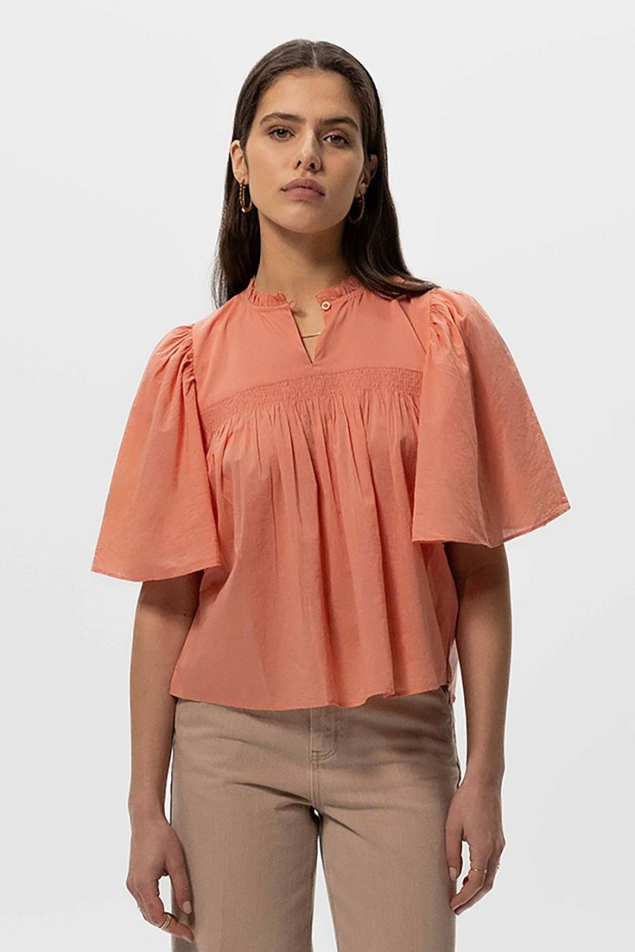 Sissy-Boy Blouses | Licht Oranje A-Lijn Blouse Met Fladdermouwen