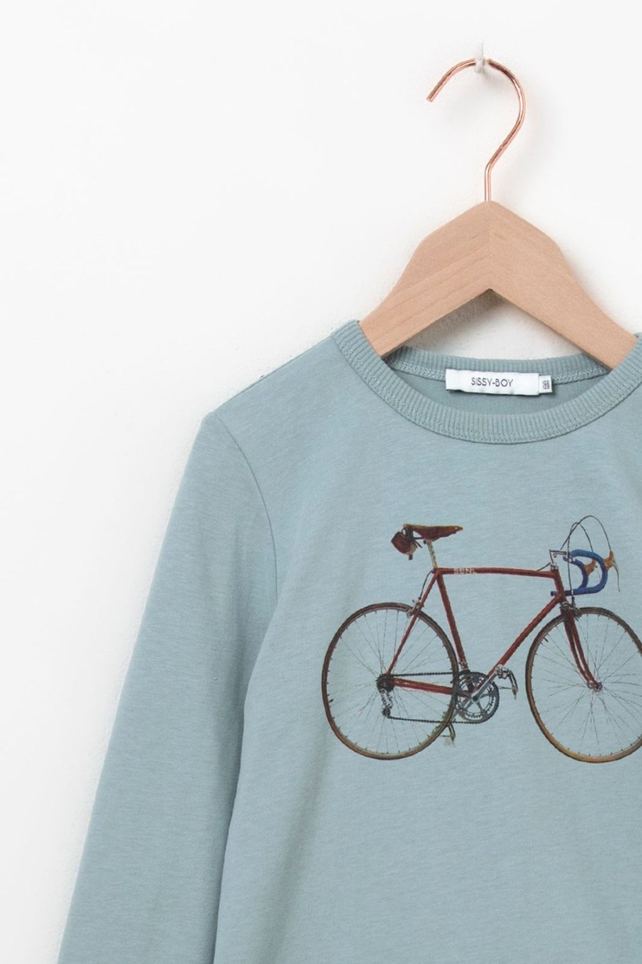 Sissy-Boy T-Shirts En Polo'S | Lichtblauw Longsleeve T-Shirt Met Fiets