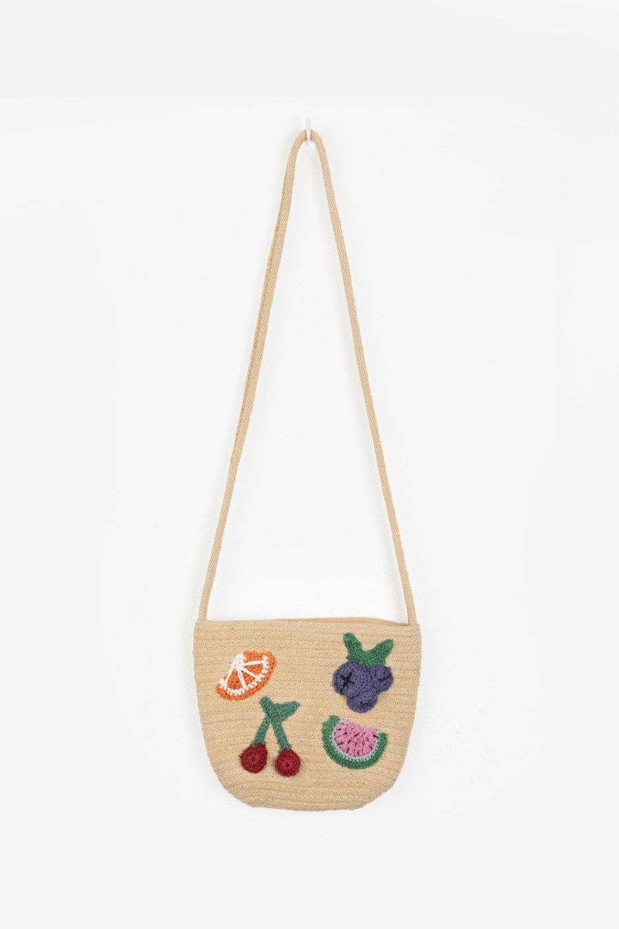 Sissy-Boy Accessoires | Crossbody Tas Van Stro Met Gehaakte Fruit Emblemen